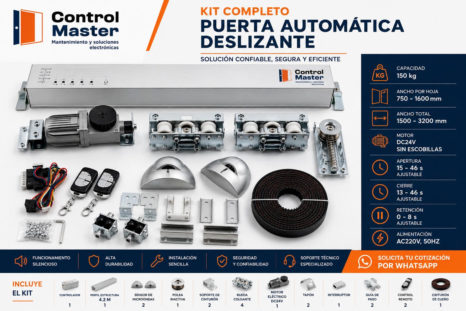 Kit Completo para puerta Automática Deslizante Control Master